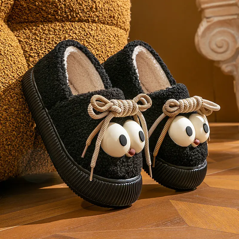 2024 Faux Fur Cat Eyes Women's Winter Slippers - Image 3