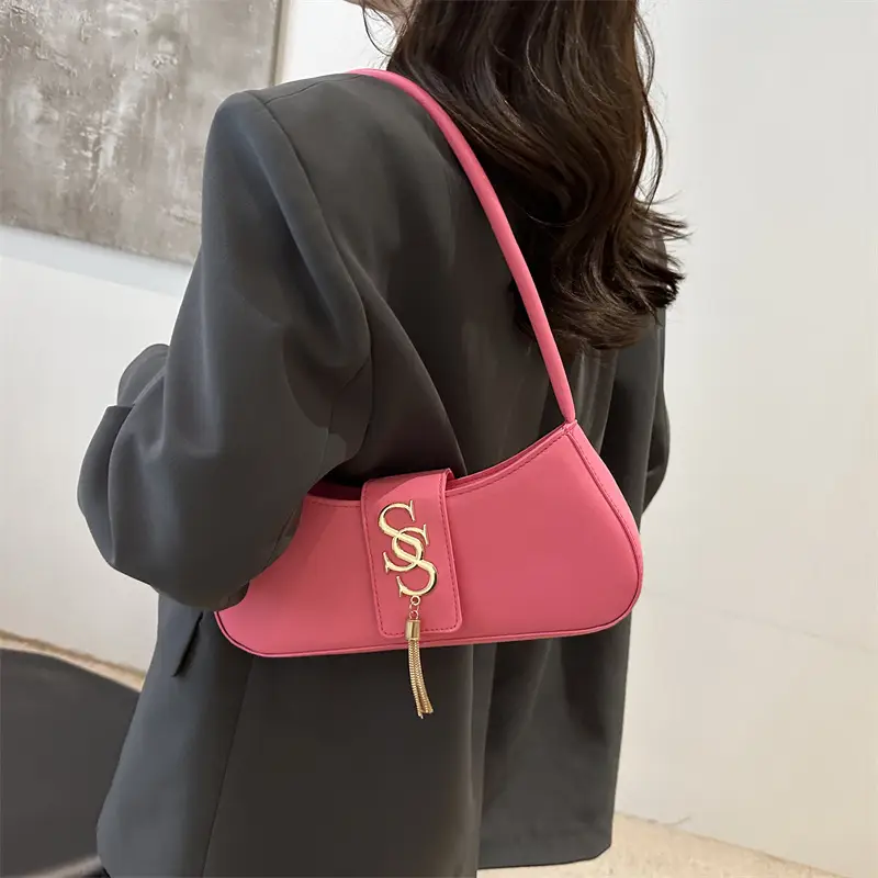 Pink Leather Shoulder Bag for Women 2024 Trendy Fashion - Image 6