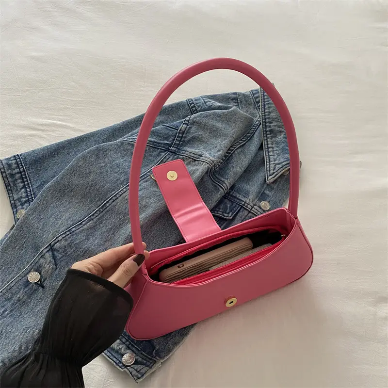 Pink Leather Shoulder Bag for Women 2024 Trendy Fashion - Image 7