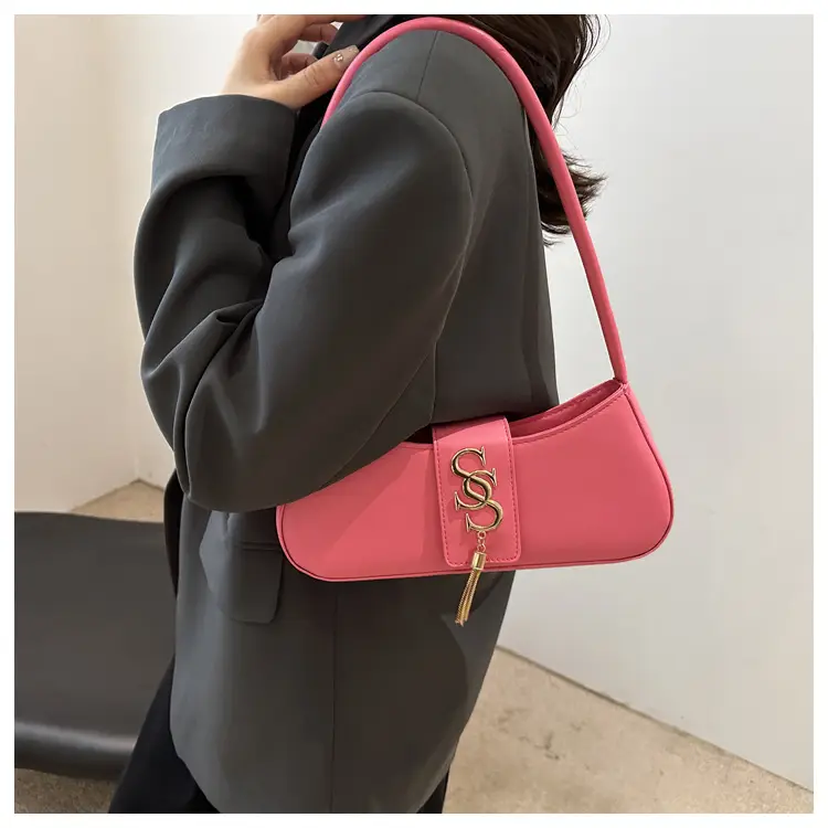 Pink Leather Shoulder Bag for Women 2024 Trendy Fashion β feature 35