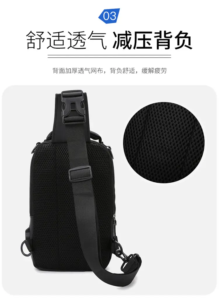 Men's Waterproof Shoulder Crossbody Bag Black — feature 10