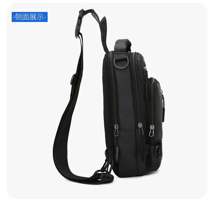 Men's Waterproof Shoulder Crossbody Bag Black — feature 21