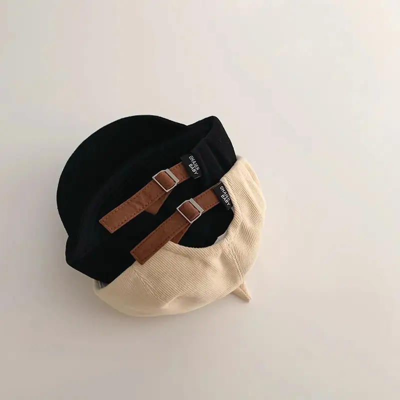 Kids Octagonal Berets Black Red Beige Winter Warm Cap - Image 4