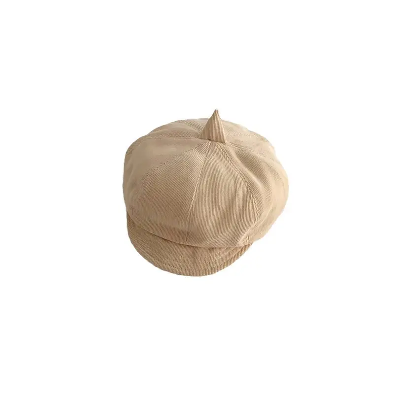 Kids Octagonal Berets Black Red Beige Winter Warm Cap - Image 6