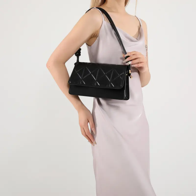 Women's French Niche Quilted Shoulder Bag Beige 2024 - Image 8