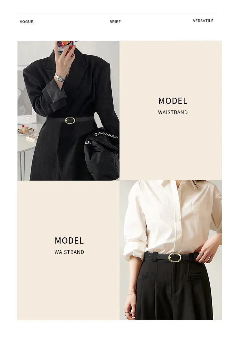 Women's Brown Leather Belt with Gold Buckle β feature 12