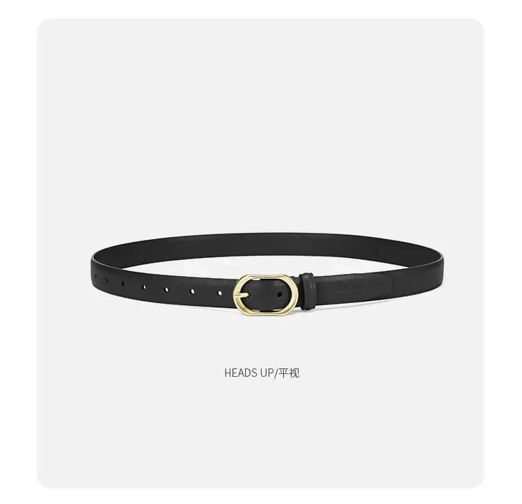 Women's Brown Leather Belt with Gold Buckle β feature 8