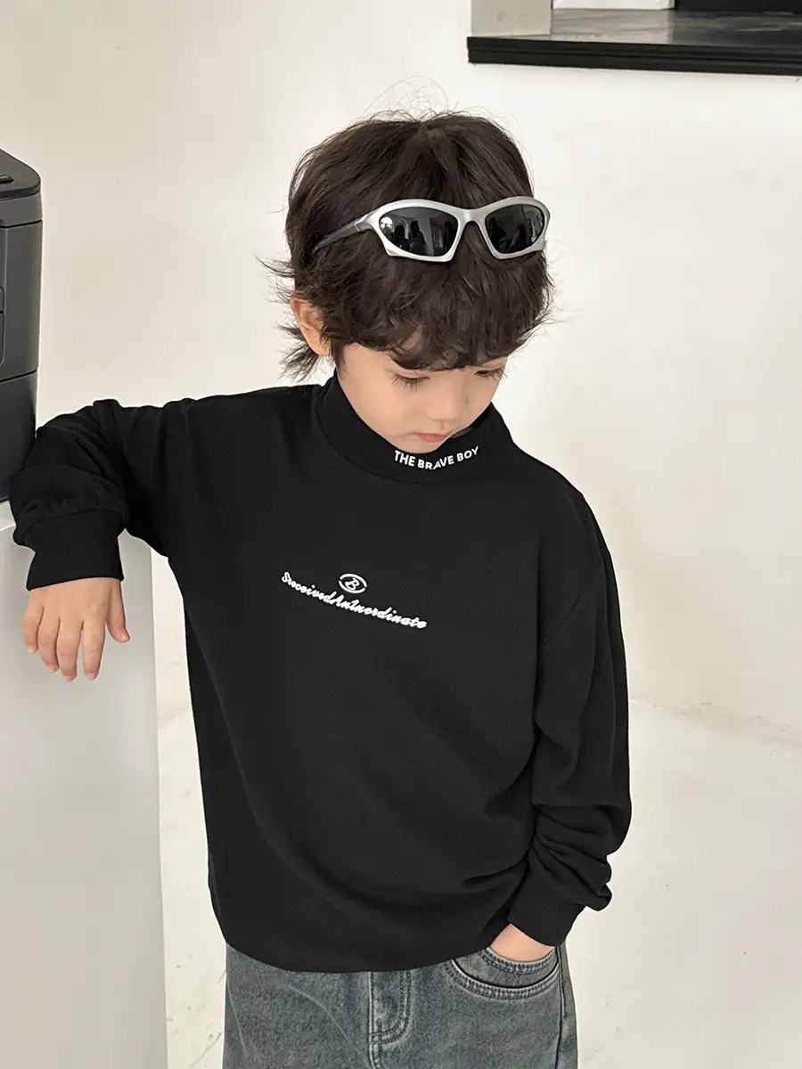 2025 Kids Korean Style Long Sleeve T-Shirt White Winter