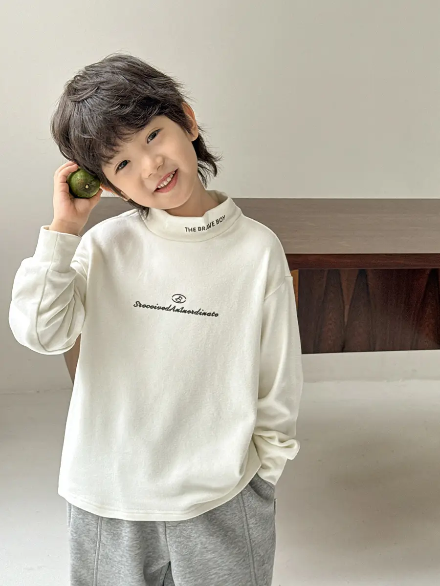 2025 Kids Korean Style Long Sleeve T-Shirt White Winter