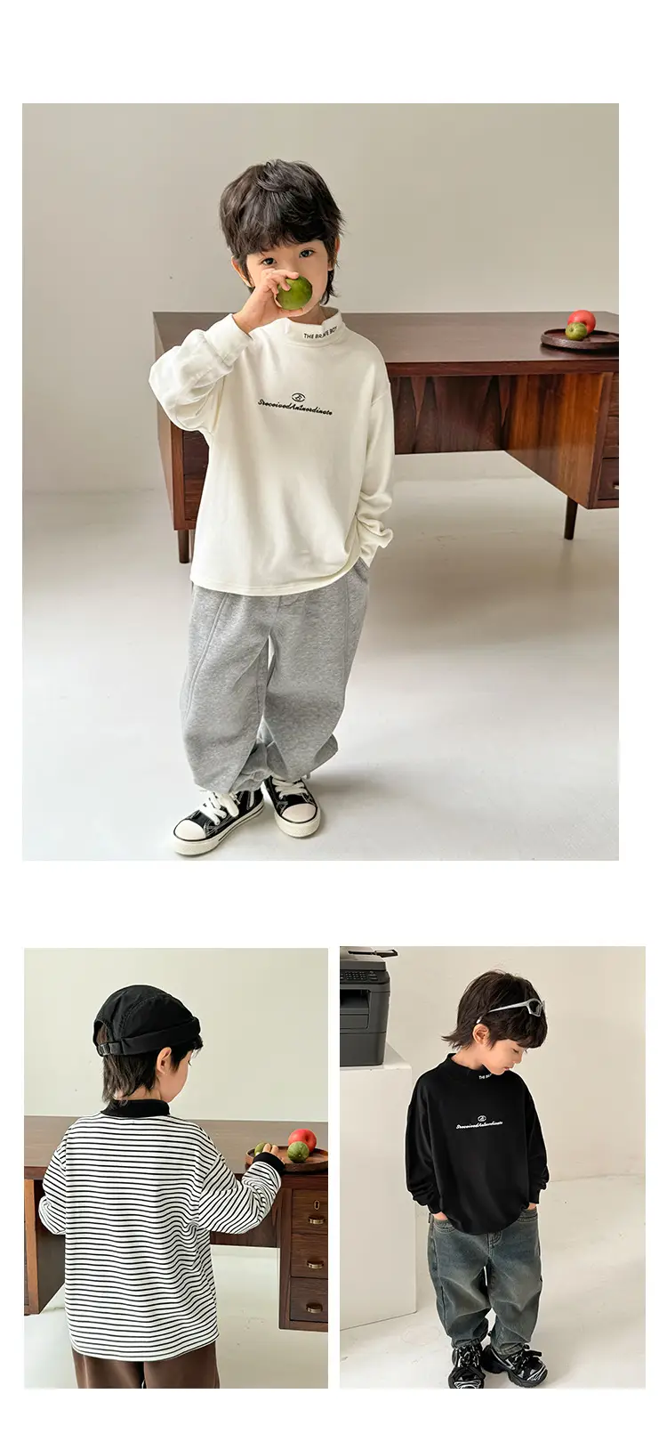 2025 Kids Korean Style Long Sleeve T-Shirt White Winter — feature 14