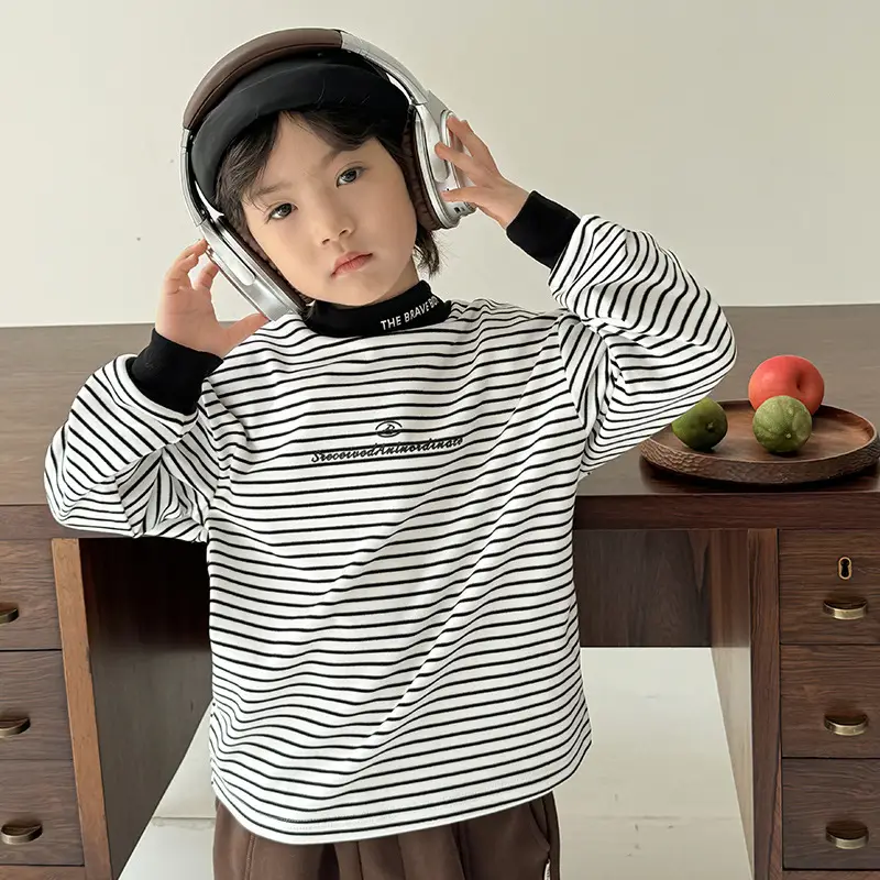 2025 Kids Korean Style Long Sleeve T-Shirt White Winter