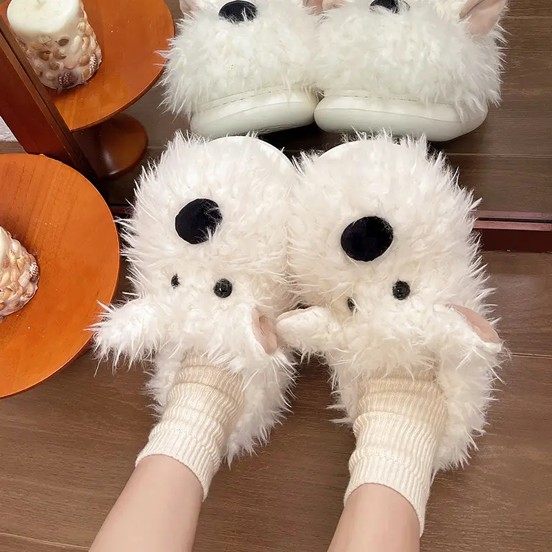 Authentic Casual Style Puppy Couple Cotton Slippers for Women, Winter Thick-Soled Non-Slip Indoor Warm Slippers - Image 6