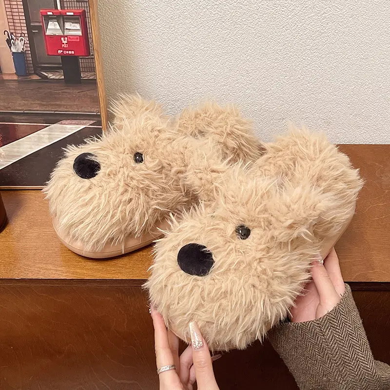 Authentic Casual Style Puppy Couple Cotton Slippers for Women, Winter Thick-Soled Non-Slip Indoor Warm Slippers - Image 7