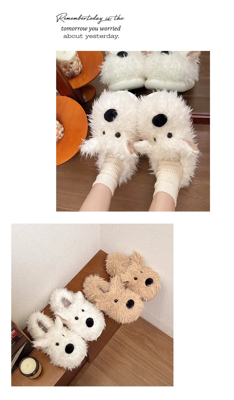 Authentic Casual Style Puppy Couple Cotton Slippers for Women, Winter Thick-Soled Non-Slip Indoor Warm Slippers — feature 12