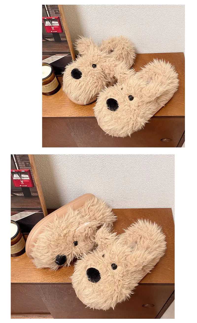 Authentic Casual Style Puppy Couple Cotton Slippers for Women, Winter Thick-Soled Non-Slip Indoor Warm Slippers — feature 13