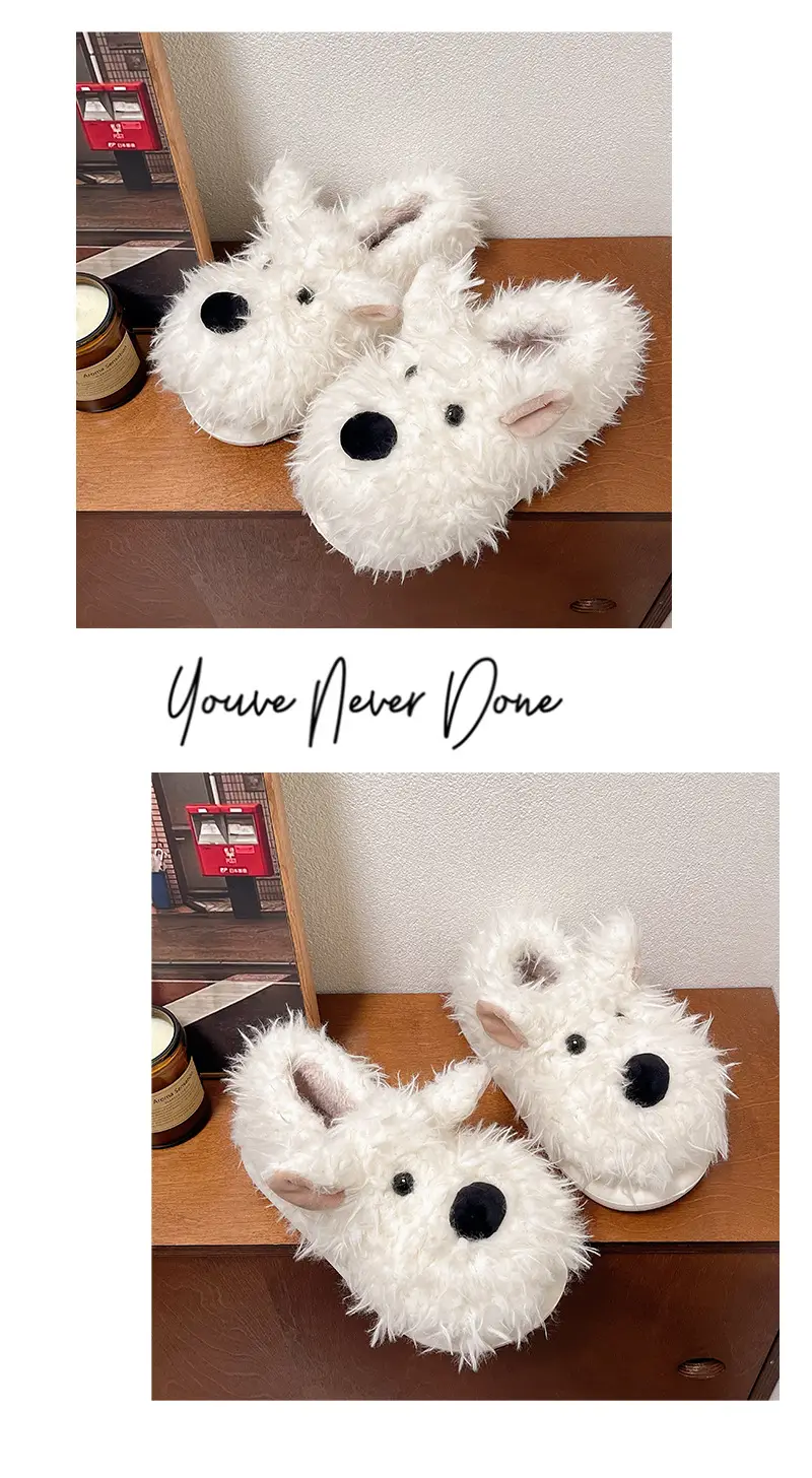 Authentic Casual Style Puppy Couple Cotton Slippers for Women, Winter Thick-Soled Non-Slip Indoor Warm Slippers — feature 14