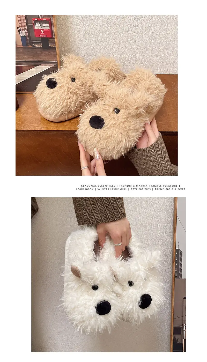 Authentic Casual Style Puppy Couple Cotton Slippers for Women, Winter Thick-Soled Non-Slip Indoor Warm Slippers — feature 6