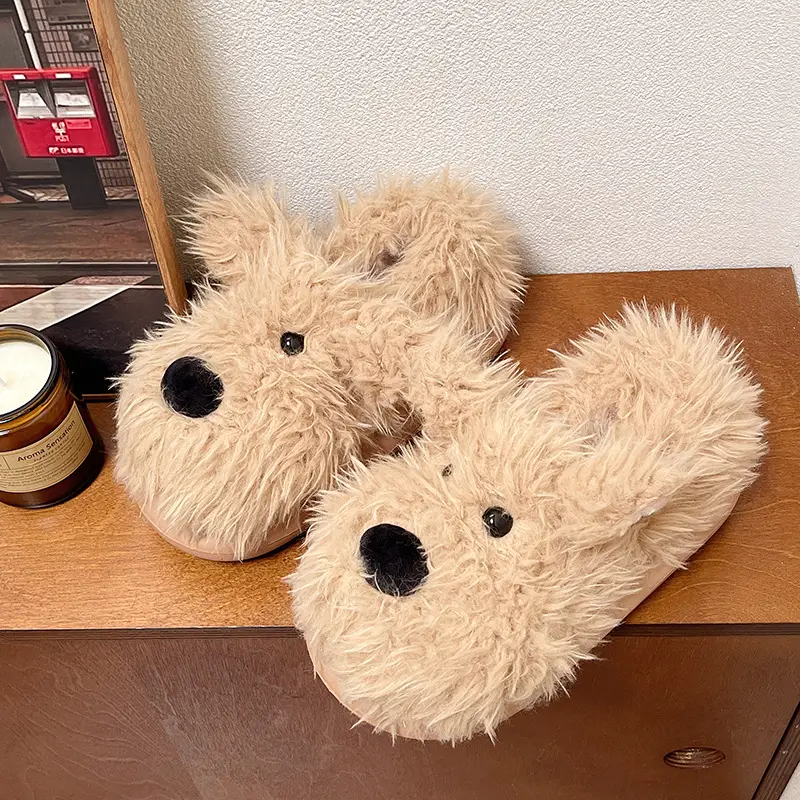 Authentic Casual Style Puppy Couple Cotton Slippers for Women, Winter Thick-Soled Non-Slip Indoor Warm Slippers - Image 2