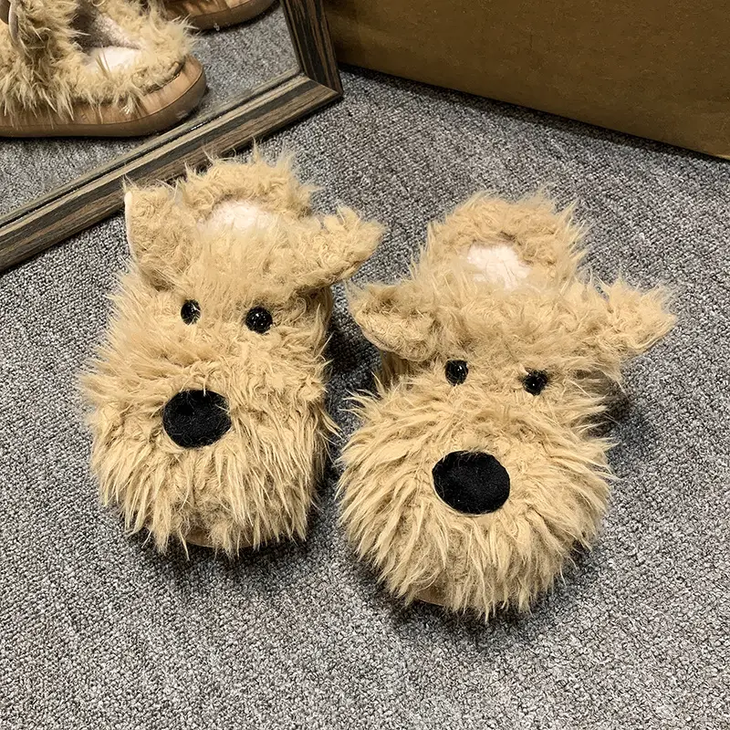 Authentic Casual Style Puppy Couple Cotton Slippers for Women, Winter Thick-Soled Non-Slip Indoor Warm Slippers - Image 4