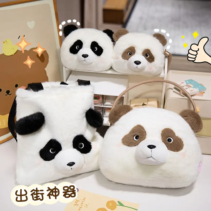 Cute Plush Panda Crossbody Bag for Women Winter - Image 9