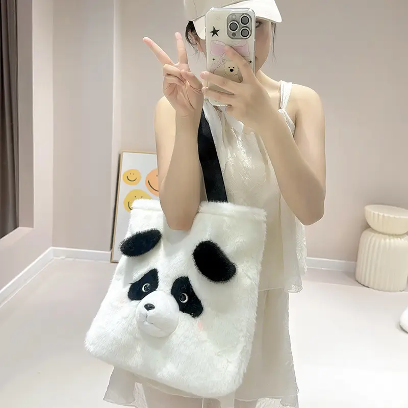 Cute Plush Panda Crossbody Bag for Women Winter - Image 3