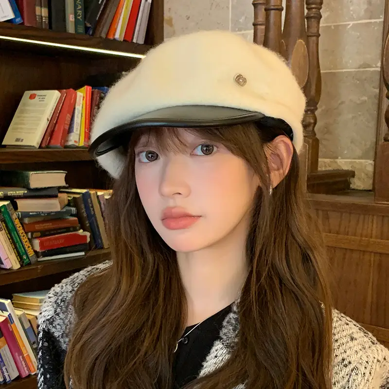 Black Wool Octagonal Hat for Kids Winter Autumn Korean Style — feature 18