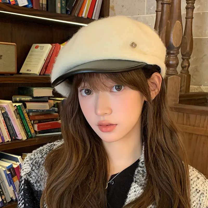 Black Wool Octagonal Hat for Kids Winter Autumn Korean Style — feature 19