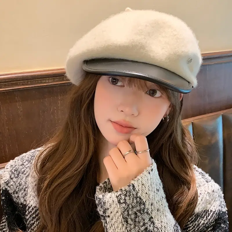Black Wool Octagonal Hat for Kids Winter Autumn Korean Style — feature 20