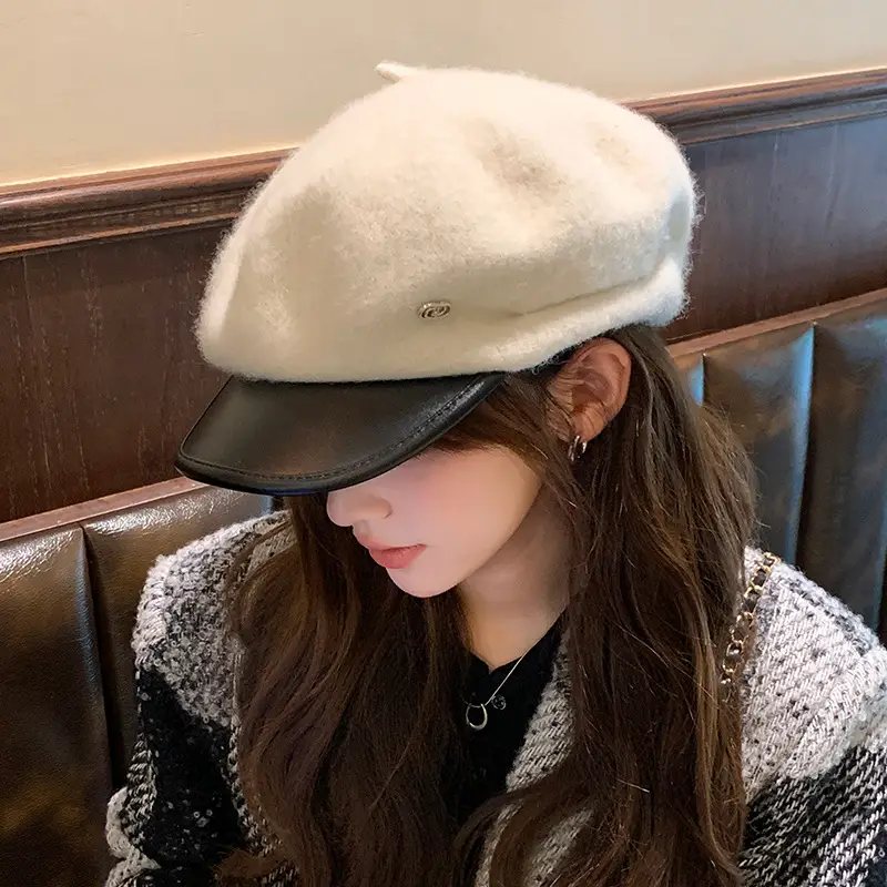 Black Wool Octagonal Hat for Kids Winter Autumn Korean Style — feature 22