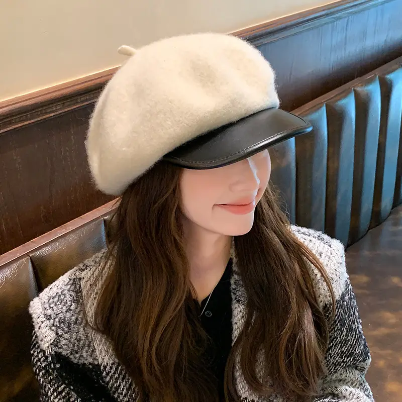 Black Wool Octagonal Hat for Kids Winter Autumn Korean Style — feature 23