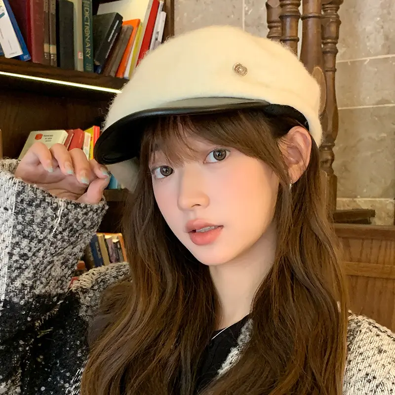 Black Wool Octagonal Hat for Kids Winter Autumn Korean Style — feature 24