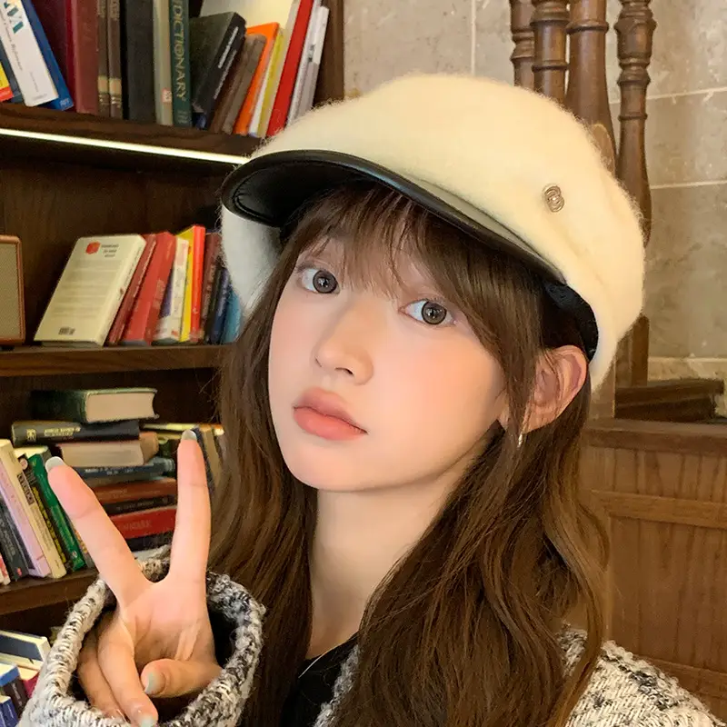 Black Wool Octagonal Hat for Kids Winter Autumn Korean Style — feature 25