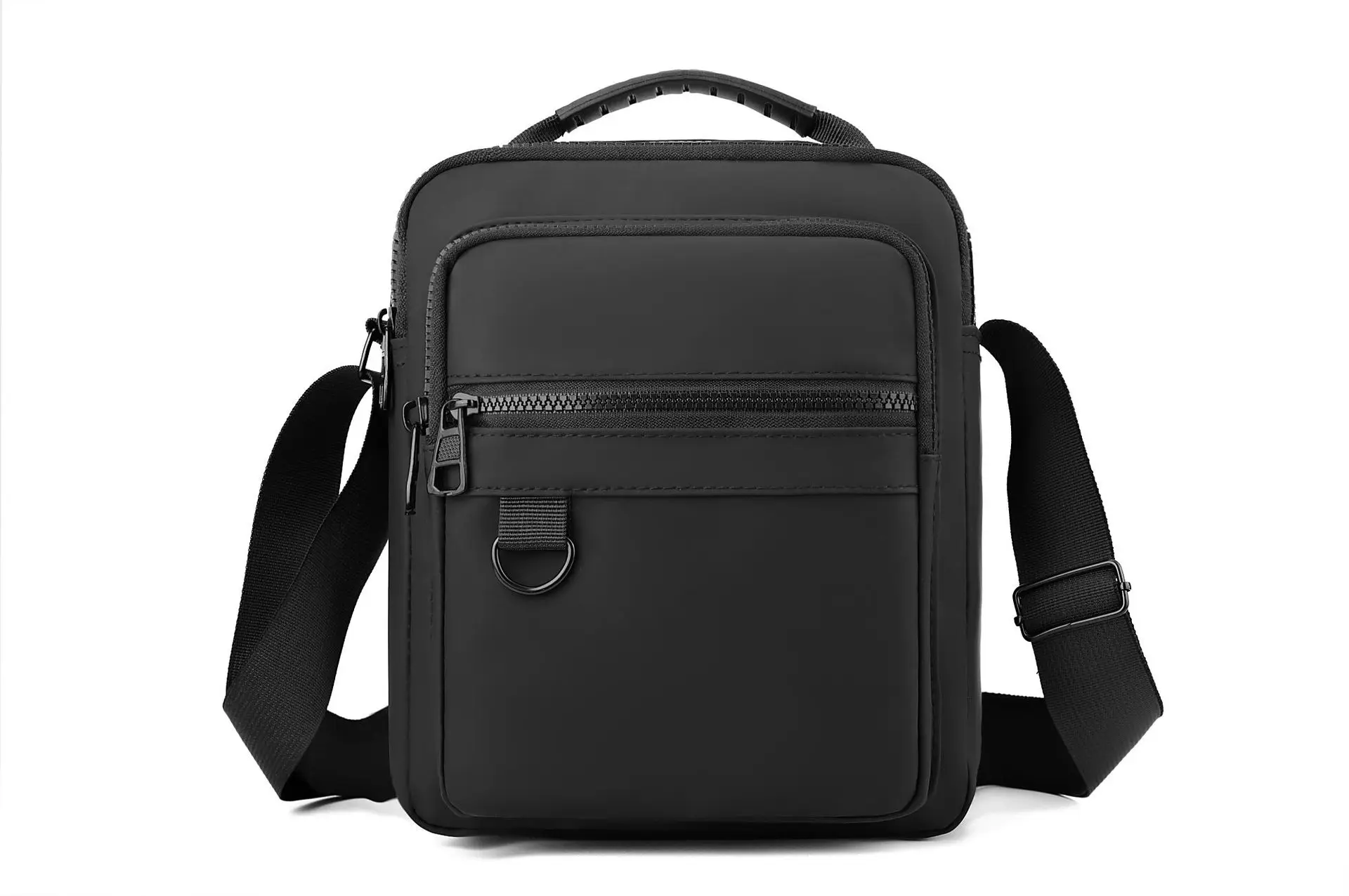 Men's Black Crossbody Shoulder Bag with Watch & Tablet Holder