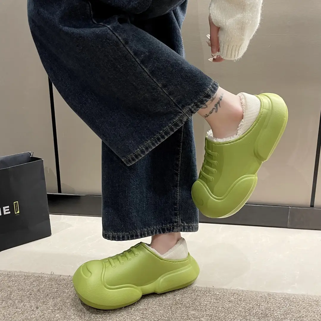 Couple Waterproof Cotton Slippers Women's Winter Indoor New Warm Thick Bottom Waterproof Moon Cotton Shoes Bag with Winter Outfit