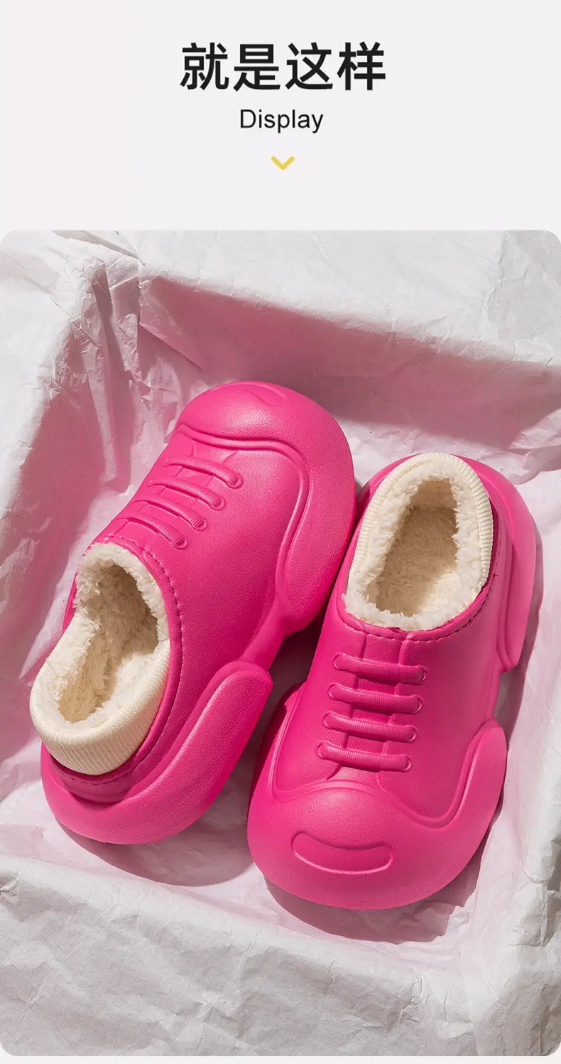 Couple Waterproof Cotton Slippers Women's Winter Indoor New Warm Thick Bottom Waterproof Moon Cotton Shoes Bag with Winter Outfit — feature 10