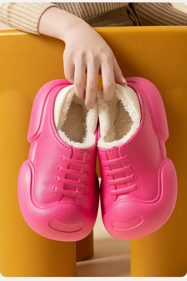 Couple Waterproof Cotton Slippers Women's Winter Indoor New Warm Thick Bottom Waterproof Moon Cotton Shoes Bag with Winter Outfit — feature 12