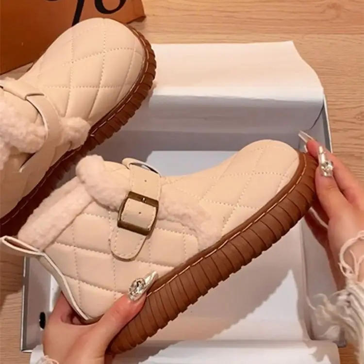 Women Fleece Lined Snow Boots Beige 2024 — feature 3
