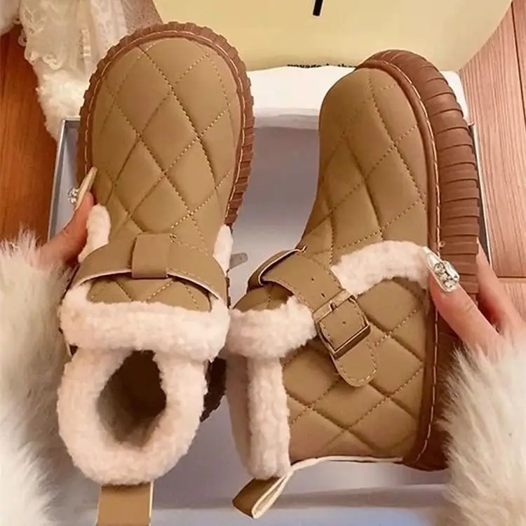 Women Fleece Lined Snow Boots Beige 2024 — feature 5