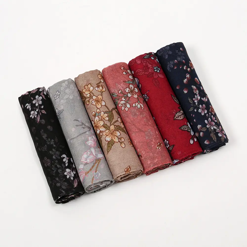 Red Floral Printed Headscarf for Women