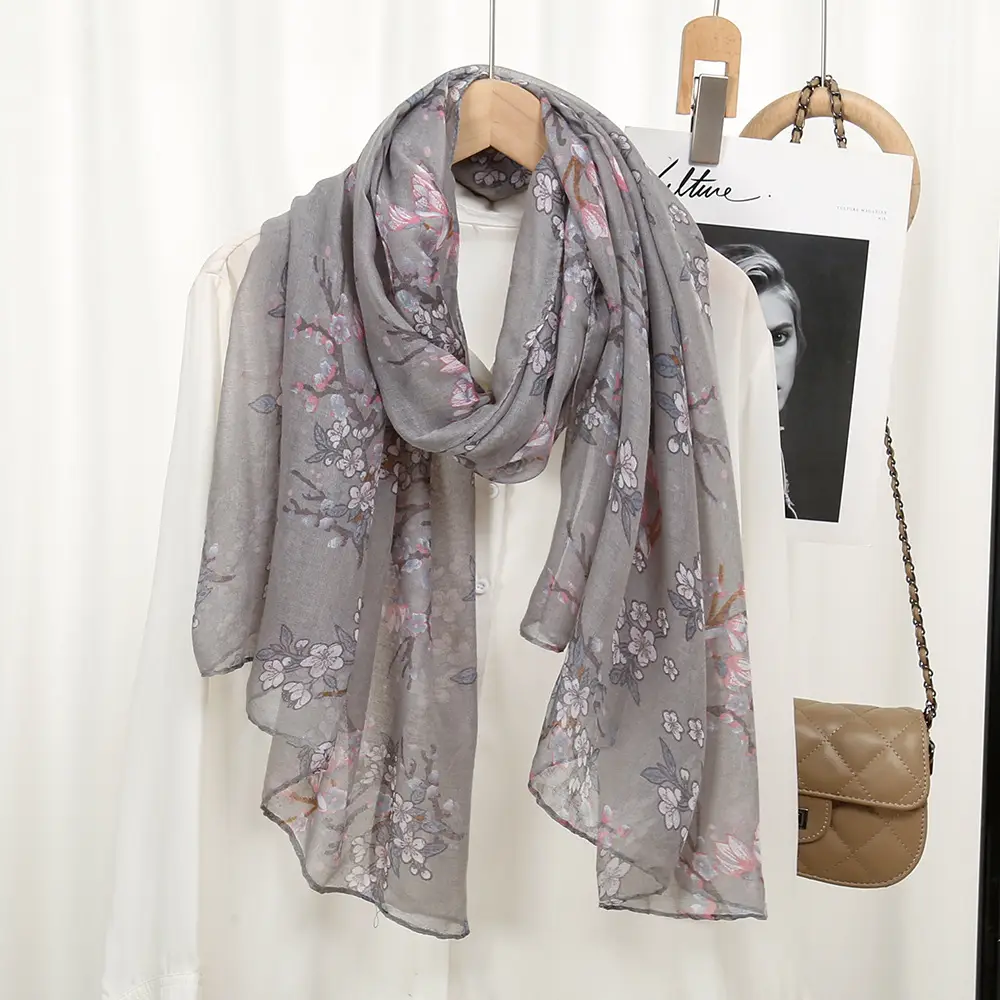 Red Floral Printed Headscarf for Women — feature 10