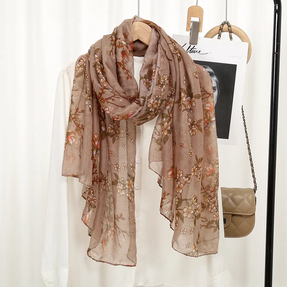 Red Floral Printed Headscarf for Women — feature 6