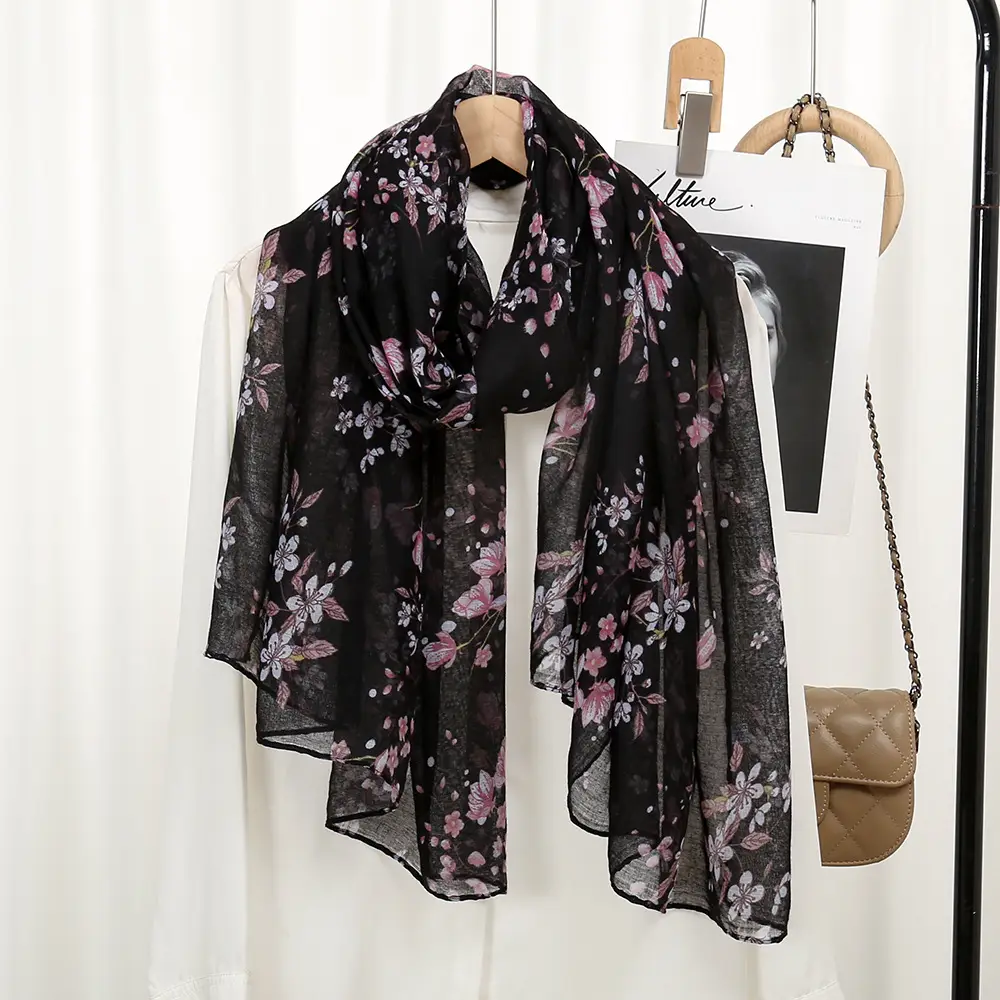 Red Floral Printed Headscarf for Women — feature 8