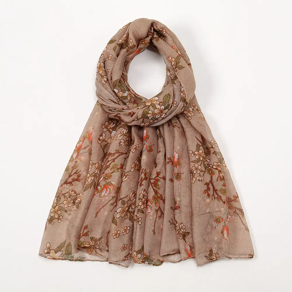 Red Floral Printed Headscarf for Women