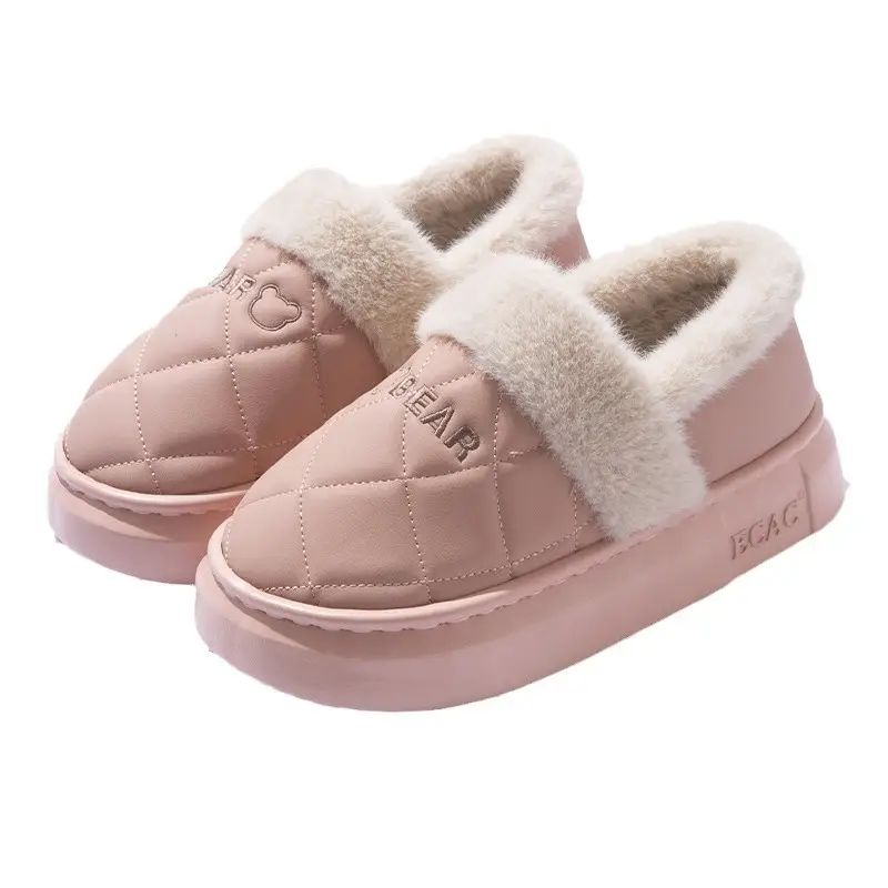 Women's waterproof cotton slippers with heel for winter for lovers for outdoor wear for home use non-slip thick-soled poop-feeling cartoon cotton shoes for men - Image 11