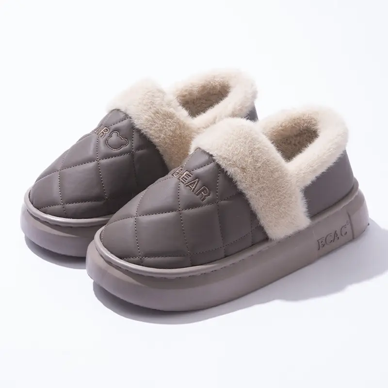 Women's waterproof cotton slippers with heel for winter for lovers for outdoor wear for home use non-slip thick-soled poop-feeling cartoon cotton shoes for men - Image 5