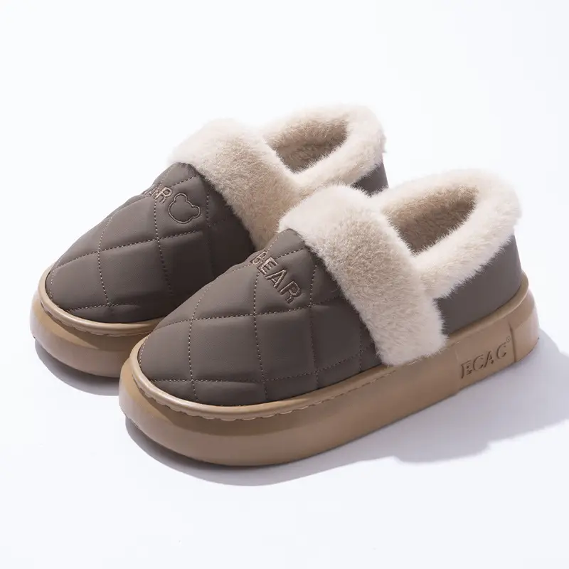 Women's waterproof cotton slippers with heel for winter for lovers for outdoor wear for home use non-slip thick-soled poop-feeling cartoon cotton shoes for men - Image 6