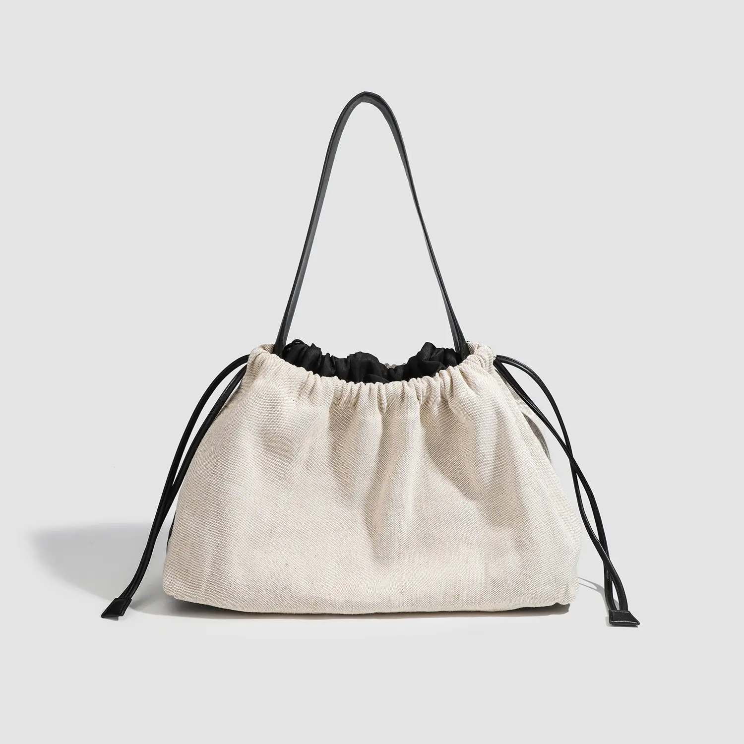 Canvas Patchwork Drawstring Linen Tote Bag - Image 2