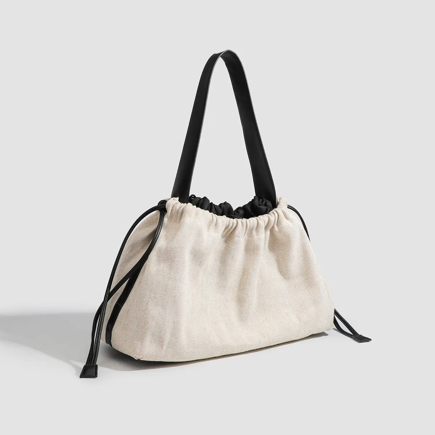 Canvas Patchwork Drawstring Linen Tote Bag - Image 3