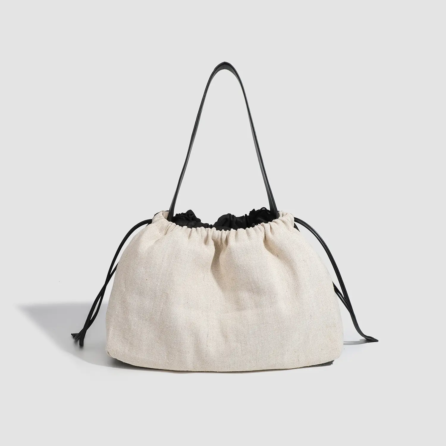 Canvas Patchwork Drawstring Linen Tote Bag - Image 4