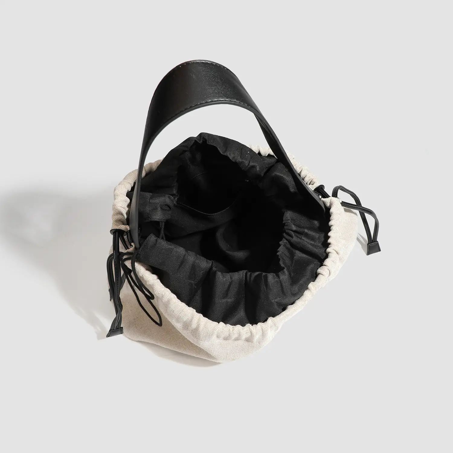 Canvas Patchwork Drawstring Linen Tote Bag - Image 5